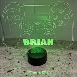 Custom “BRIAN” Green/Blue/Red/Yellow/White/Purple LED Game Controller Light.